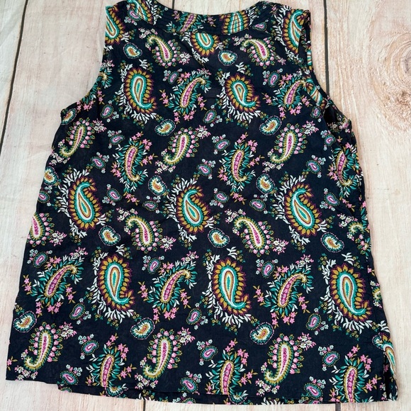 Talbots Navy Multicolored Paisley Sleeveless Blouse Tank Size Small Cotton - Picture 7 of 7